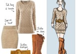 look bobo chic chaud pull laine jupe tricot bottes camel oliviamode